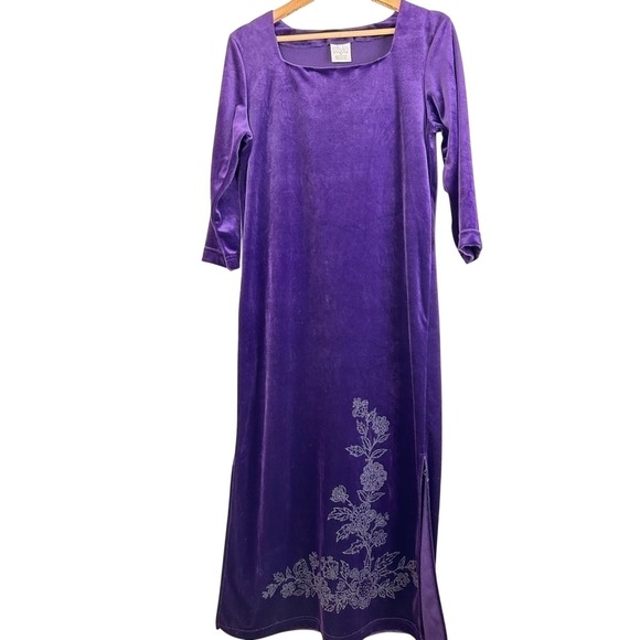 Style Studio Dresses & Skirts - Vintage Style Studio Purple Velvet Maxi Asian Cheongsam Floral Whimsygoth Y2K M